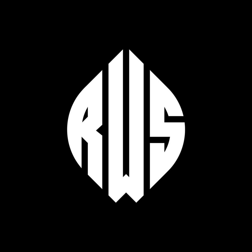 rws cirkel letter logo ontwerp met cirkel en ellipsvorm. rws ellipsletters met typografische stijl. de drie initialen vormen een cirkellogo. rws cirkel embleem abstracte monogram brief mark vector. vector