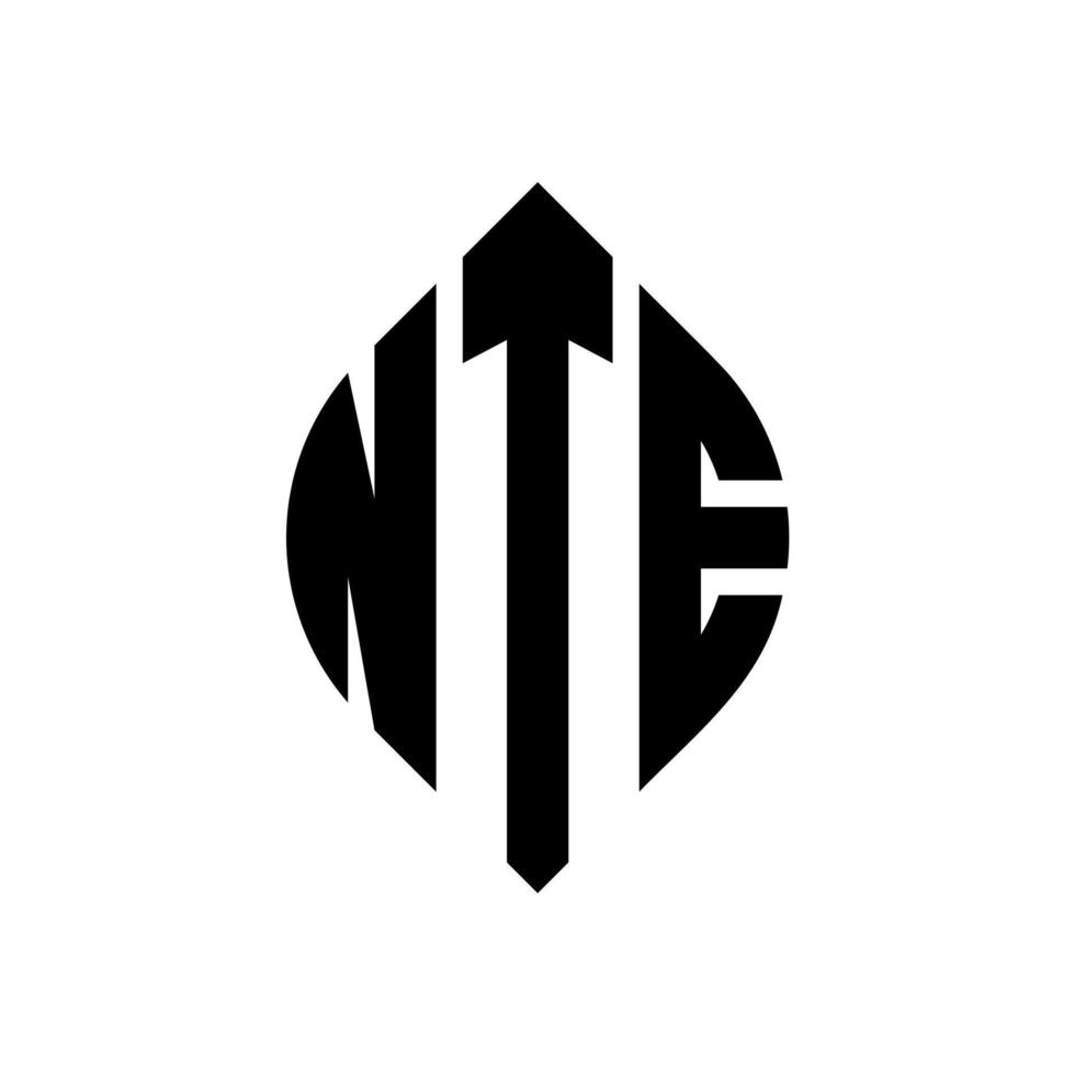 nte cirkel letter logo-ontwerp met cirkel en ellipsvorm. nte ellipsletters met typografische stijl. de drie initialen vormen een cirkellogo. nte cirkel embleem abstracte monogram brief mark vector. vector