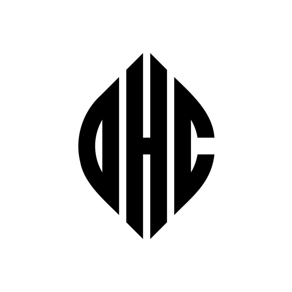 ohc cirkel letter logo-ontwerp met cirkel en ellipsvorm. ohc ellipsletters met typografische stijl. de drie initialen vormen een cirkellogo. ohc cirkel embleem abstracte monogram brief mark vector. vector