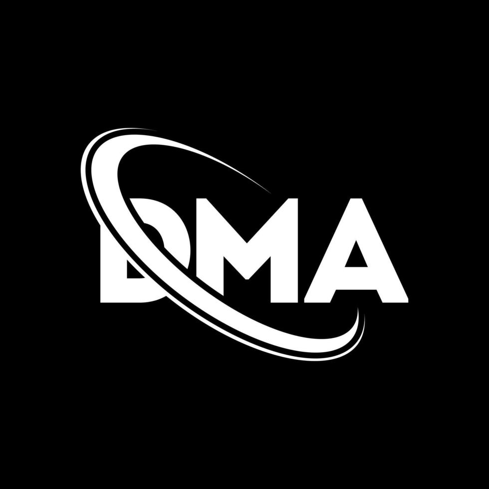 dma-logo. dma brief. dma brief logo ontwerp. initialen dma-logo gekoppeld aan cirkel en monogram-logo in hoofdletters. dma-typografie voor technologie, zaken en onroerend goed merk. vector