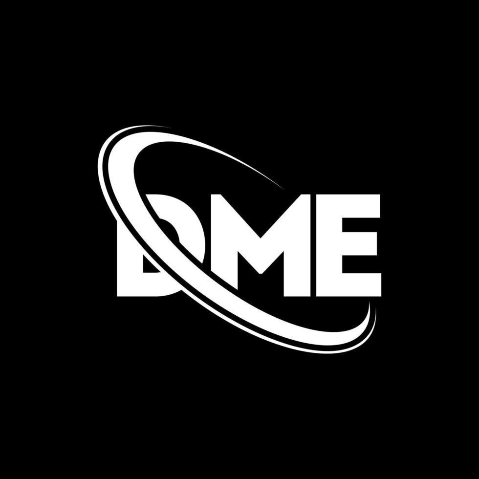 dme-logo. dm brief. dme brief logo ontwerp. initialen dme logo gekoppeld aan cirkel en hoofdletter monogram logo. dme typografie voor technologie, zaken en onroerend goed merk. vector