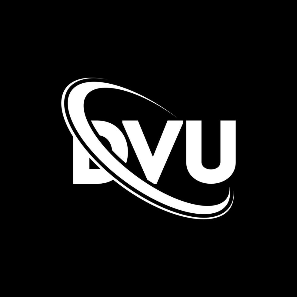 dvu-logo. dvu brief. dvu brief logo ontwerp. initialen dvu-logo gekoppeld aan cirkel en monogram-logo in hoofdletters. dvu-typografie voor technologie, zaken en onroerend goed merk. vector