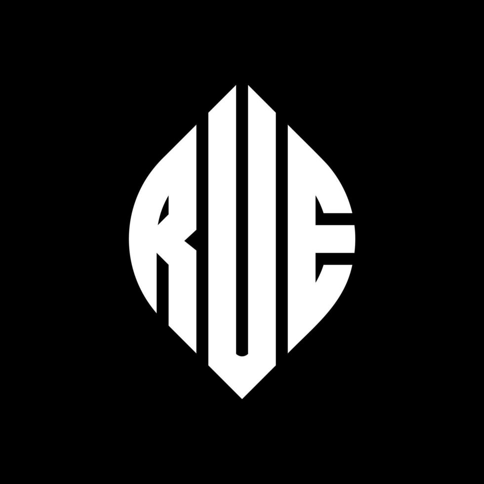 rue cirkel letter logo-ontwerp met cirkel en ellipsvorm. rue ellipsletters met typografische stijl. de drie initialen vormen een cirkellogo. rue cirkel embleem abstracte monogram brief mark vector. vector