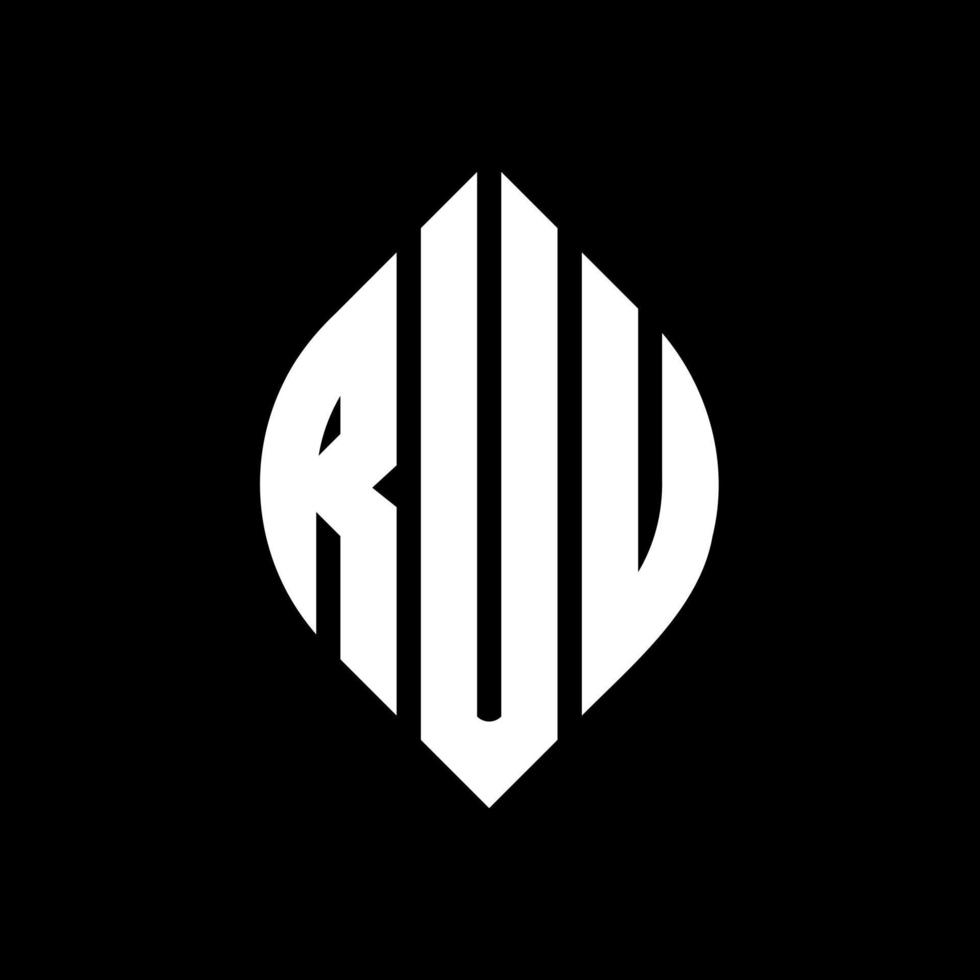 ruu cirkel letter logo ontwerp met cirkel en ellipsvorm. ruu ellipsletters met typografische stijl. de drie initialen vormen een cirkellogo. ruu cirkel embleem abstracte monogram brief mark vector. vector