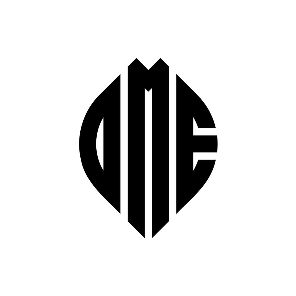 ome cirkel letter logo-ontwerp met cirkel en ellipsvorm. ome ellipsletters met typografische stijl. de drie initialen vormen een cirkellogo. ome cirkel embleem abstracte monogram brief mark vector. vector