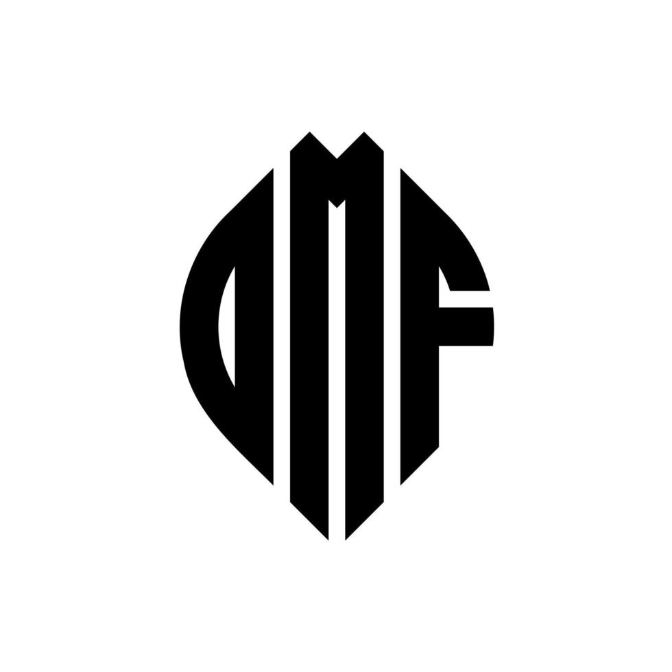 omf cirkel letter logo ontwerp met cirkel en ellipsvorm. omf ellipsletters met typografische stijl. de drie initialen vormen een cirkellogo. omf cirkel embleem abstracte monogram brief mark vector. vector