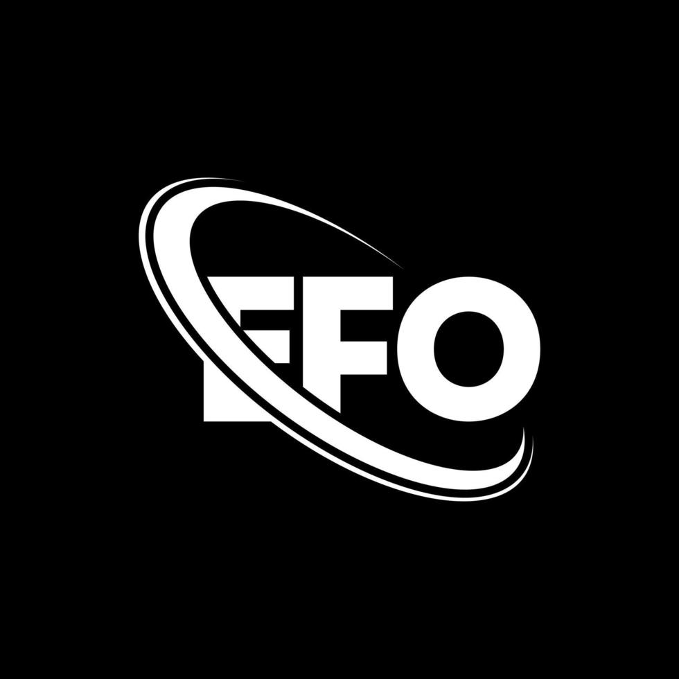 efo-logo. ef brief. efo brief logo ontwerp. initialen efo-logo gekoppeld aan cirkel en monogram-logo in hoofdletters. efo typografie voor technologie, zaken en onroerend goed merk. vector