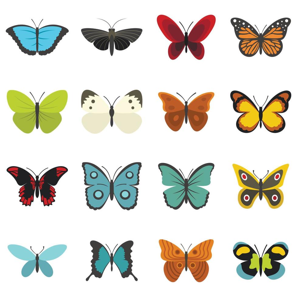 vlinder set plat pictogrammen vector