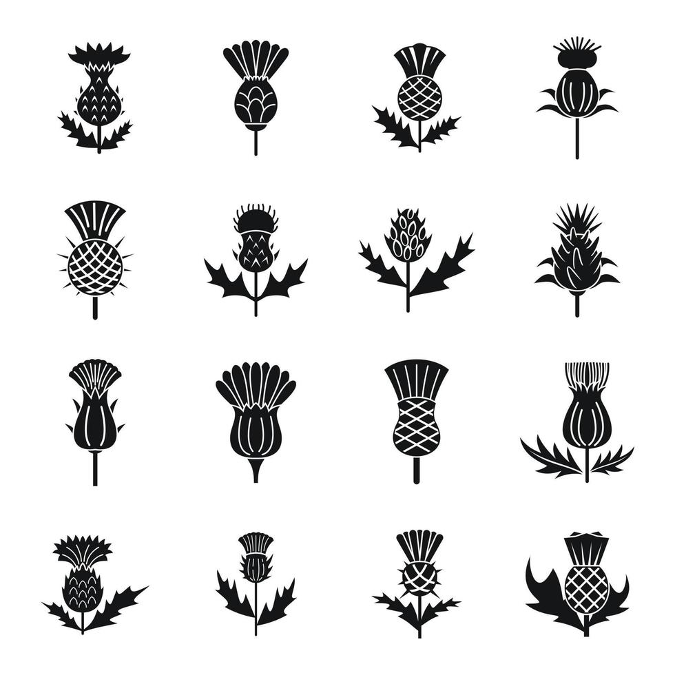 distel pictogrammen instellen eenvoudige vector. schotse bloem vector