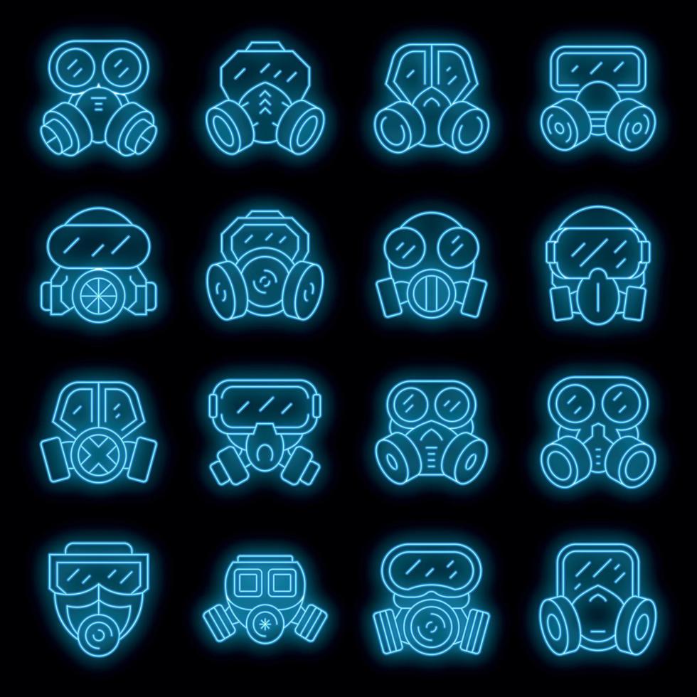 gasmasker pictogrammen instellen vector neon