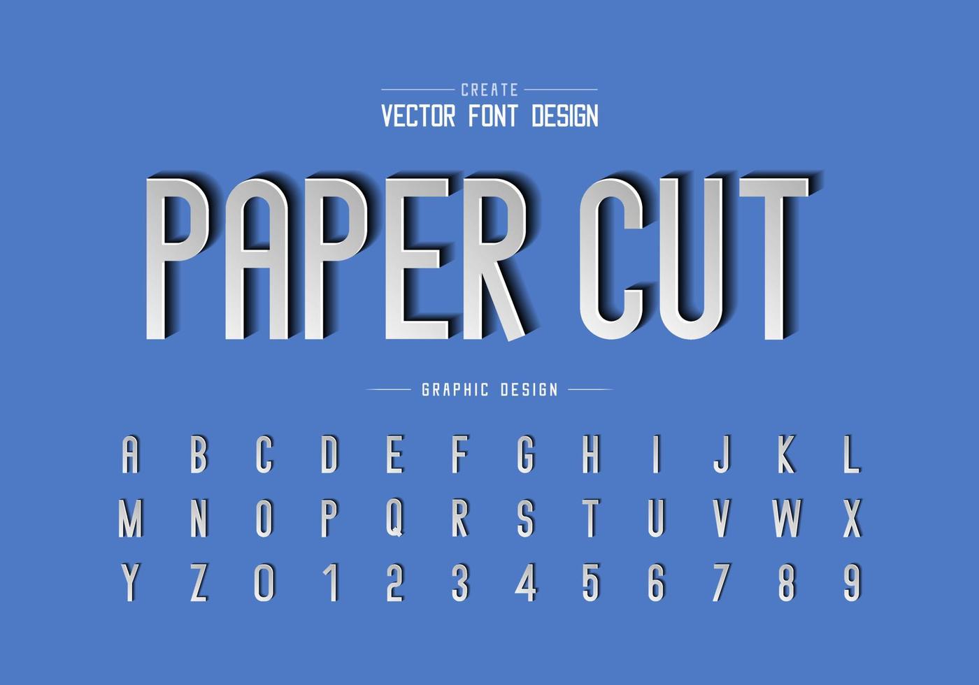 papier gesneden lettertype en alfabet vector, letter art lettertype en nummer ontwerp, grafische tekst op achtergrond vector