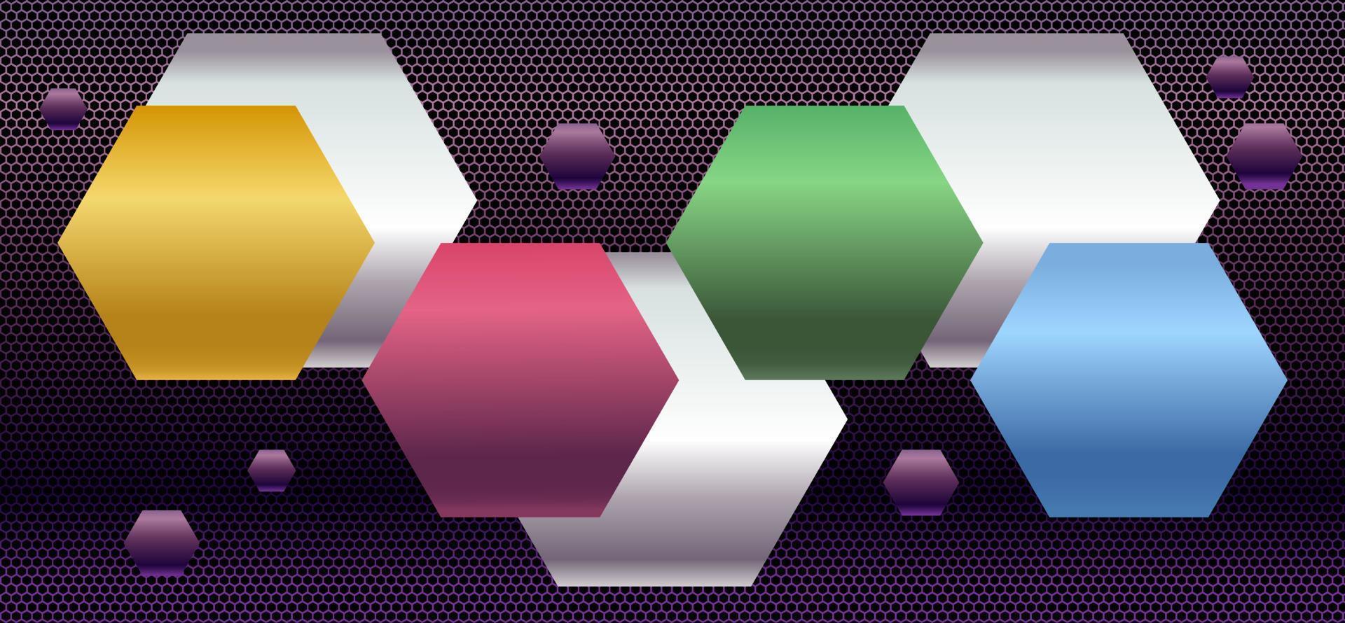zeshoekige geometrische abstracte metalen achtergrond met licht. vector illustratie