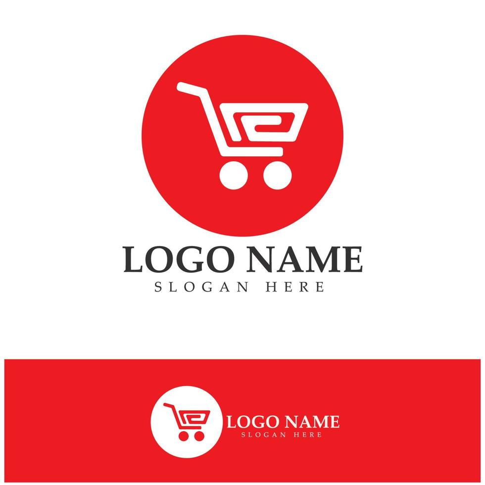 e-commerce logo en online winkel logo-ontwerp met modern concept vector