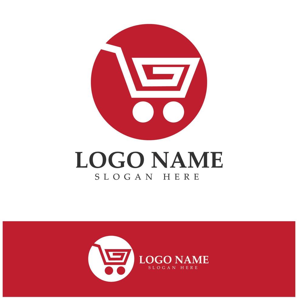 e-commerce logo en online winkel logo-ontwerp met modern concept vector