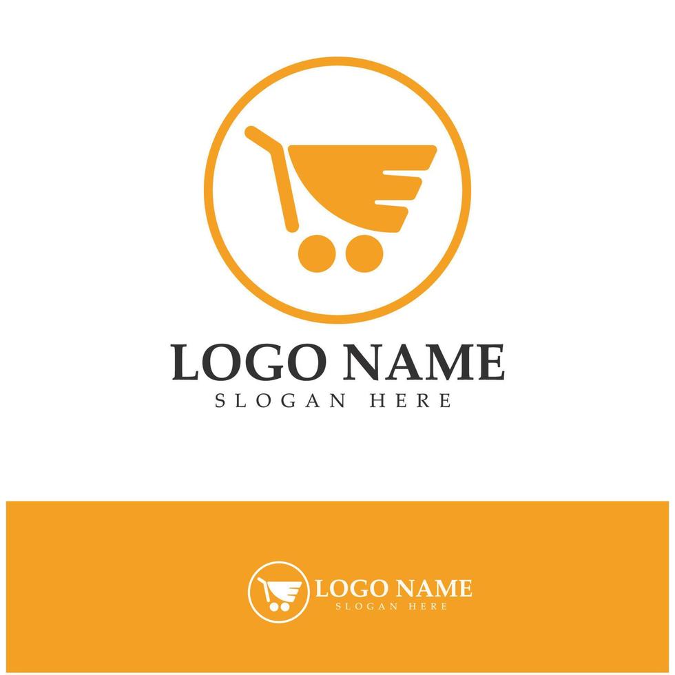 e-commerce logo en online winkel logo-ontwerp met modern concept vector