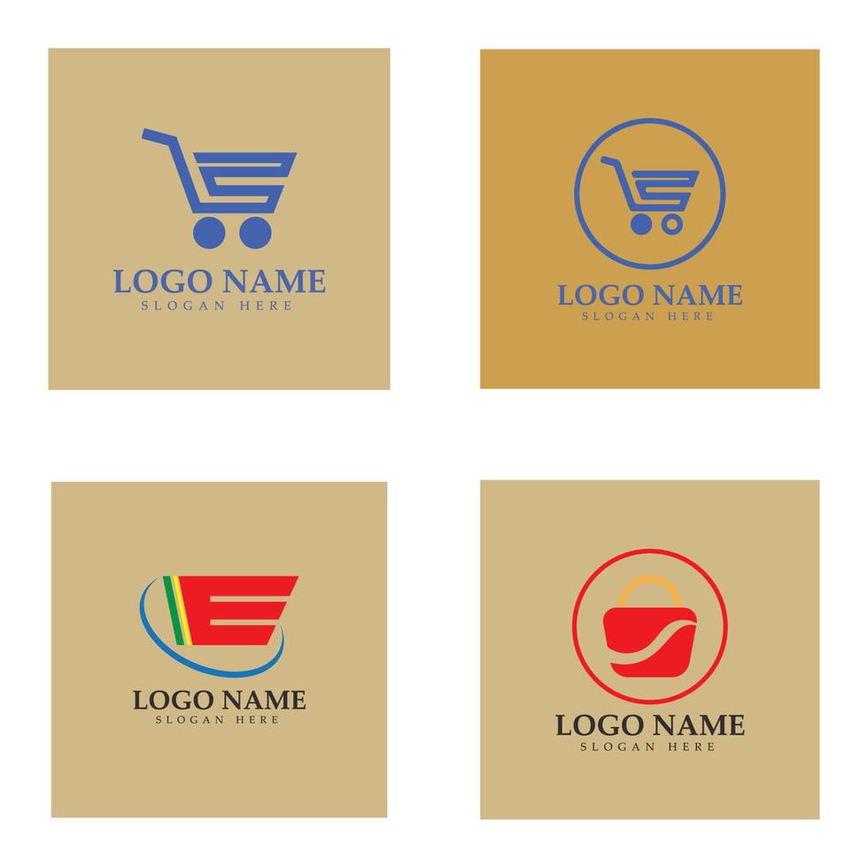 e-commerce logo en online winkel logo-ontwerp met modern concept vector