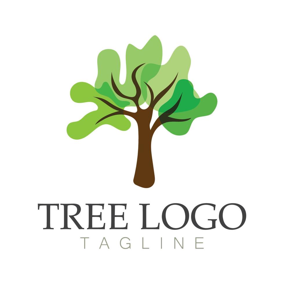boom logo pictogram vector illustratie design.vector silhouet van een boom sjablonen van boom logo en wortels levensboom ontwerp illustratie