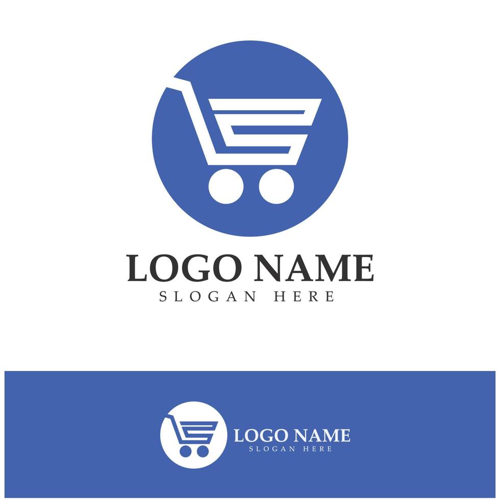 e-commerce logo en online winkel logo-ontwerp met modern concept vector