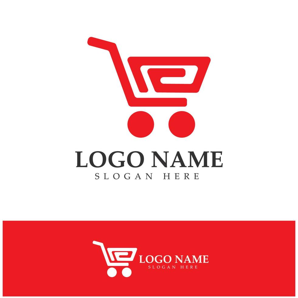 e-commerce logo en online winkel logo-ontwerp met modern concept vector