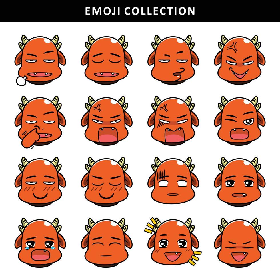 schattige draak emoji-collectie vector