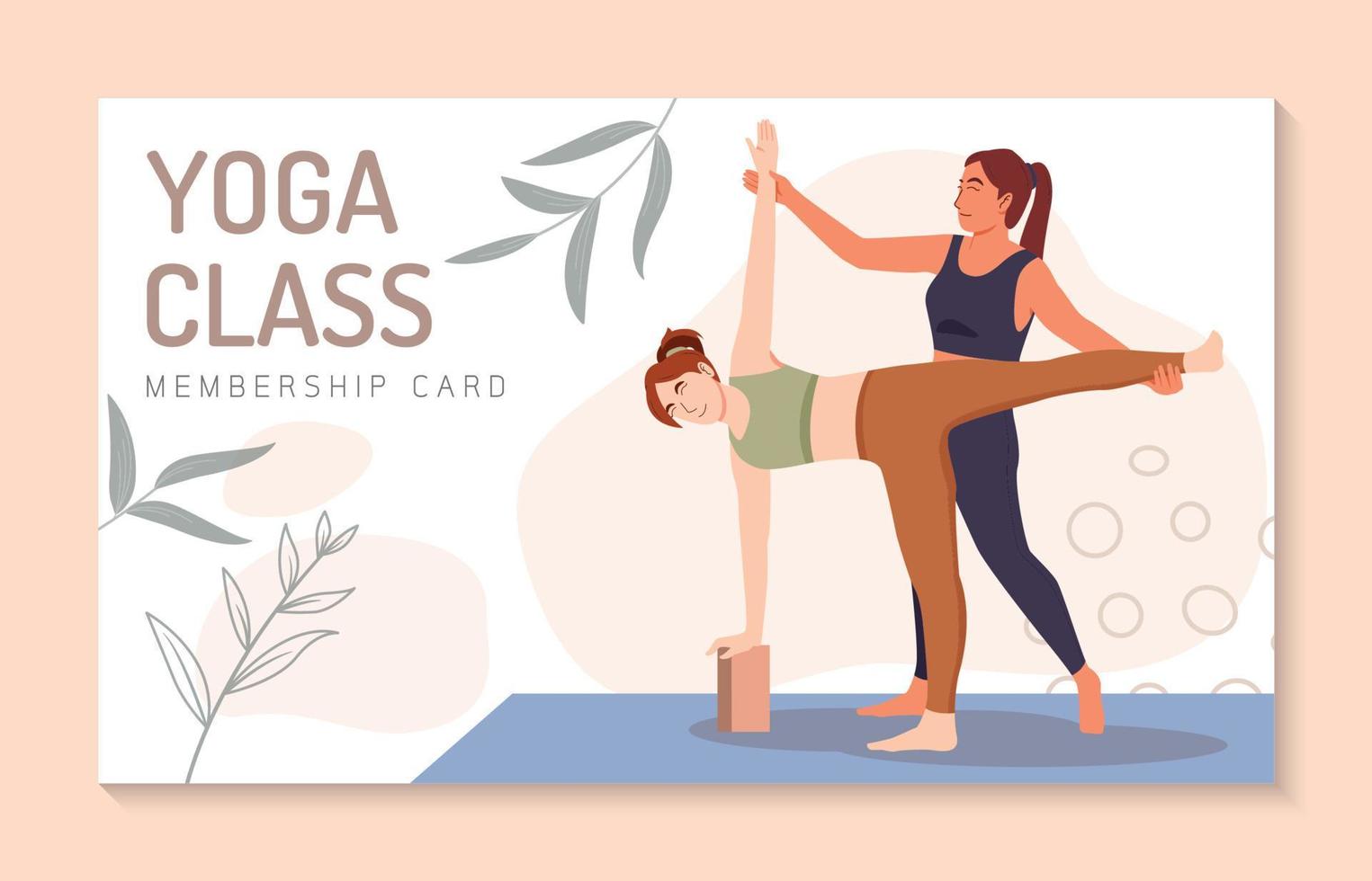 jonge vrouw die geniet van yogales, gezonde levensstijl, actieve recreatie, yogadag, vrouw die yoga-oefeningen doet. karakter vectorillustratie. vector