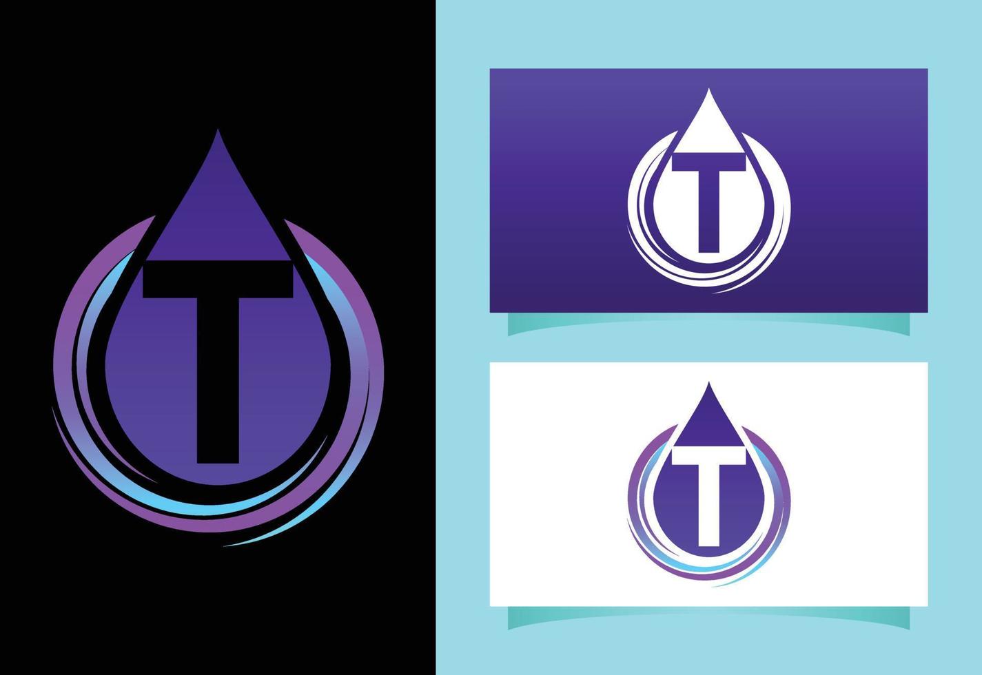 aanvankelijk t-monogramalfabet met waterdaling in een spiraal. waterdrop logo vector ontwerpsjabloon. lettertype embleem. modern vectorlogo voor bedrijfs- en bedrijfsidentiteit