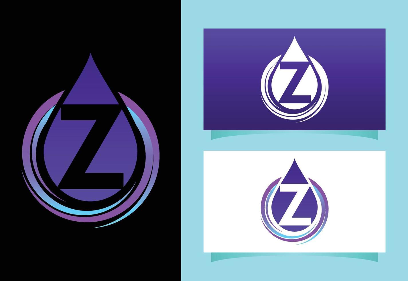 eerste z-monogramalfabet met waterdruppel in een spiraal. waterdrop logo vector ontwerpsjabloon. lettertype embleem. modern vectorlogo voor bedrijfs- en bedrijfsidentiteit