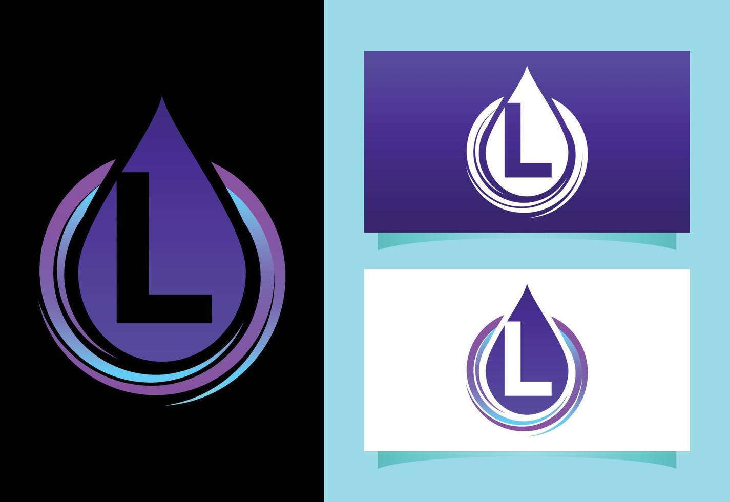 eerste l monogram alfabet met waterdruppel in een spiraal. waterdrop logo vector ontwerpsjabloon. lettertype embleem. modern vectorlogo voor bedrijfs- en bedrijfsidentiteit