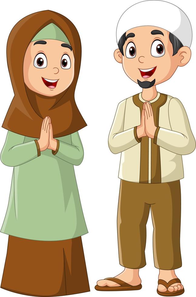gelukkige moslim man en vrouw cartoon vector