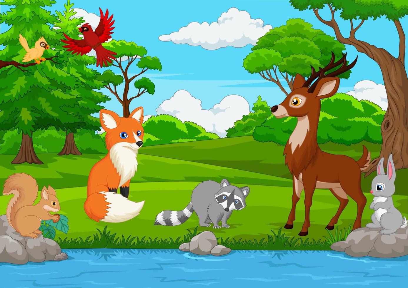 cartoon wild dier in de jungle vector