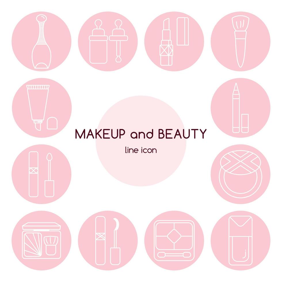 make-up en beauty lijn icon set. vector