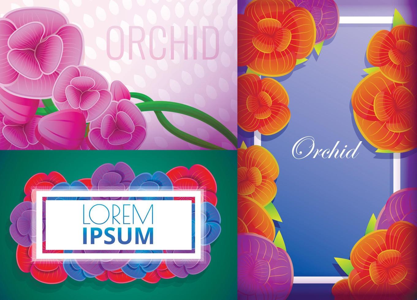 orchidee banner set, cartoon stijl vector
