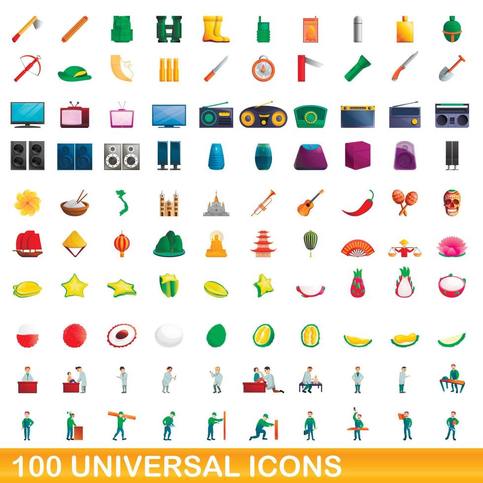 100 universele iconen set, cartoon stijl vector