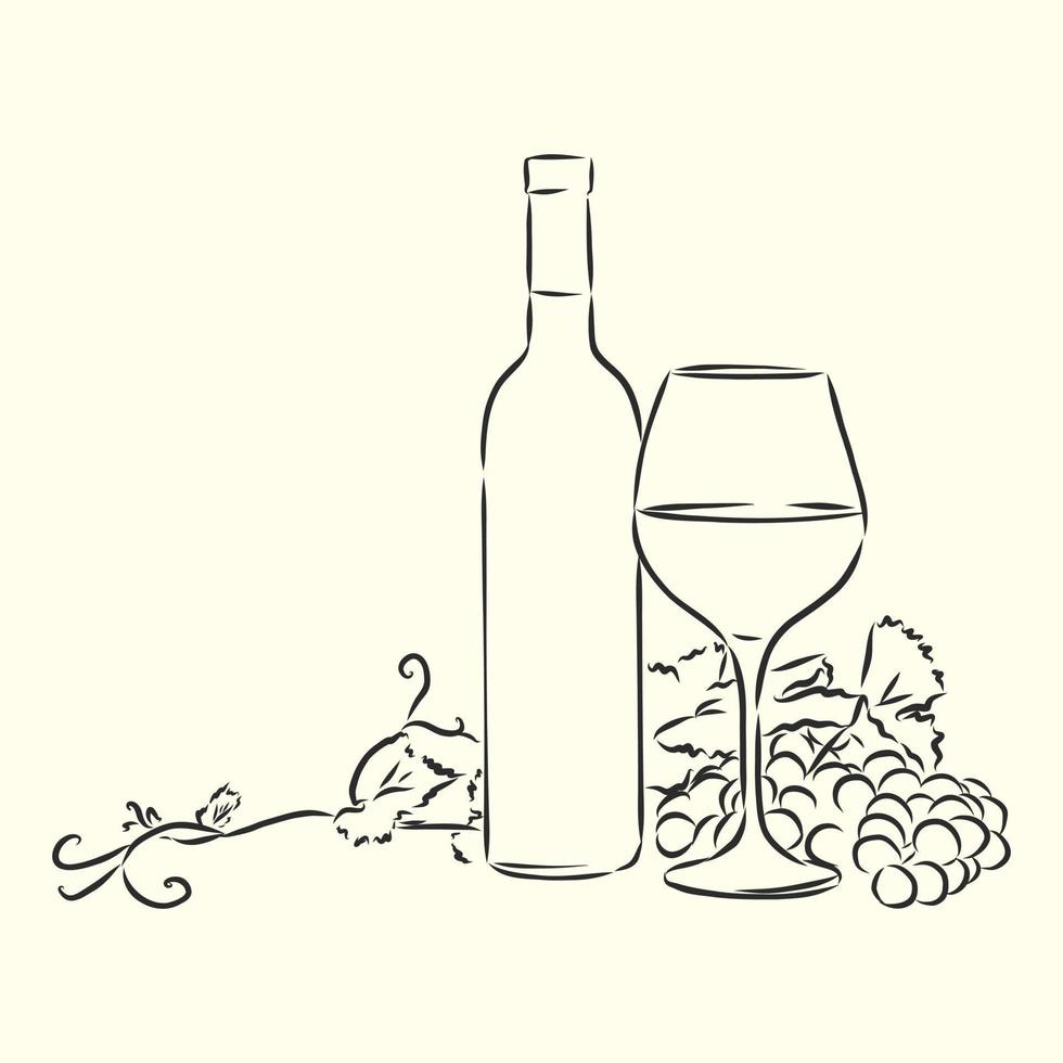 een glas wijn vector schets