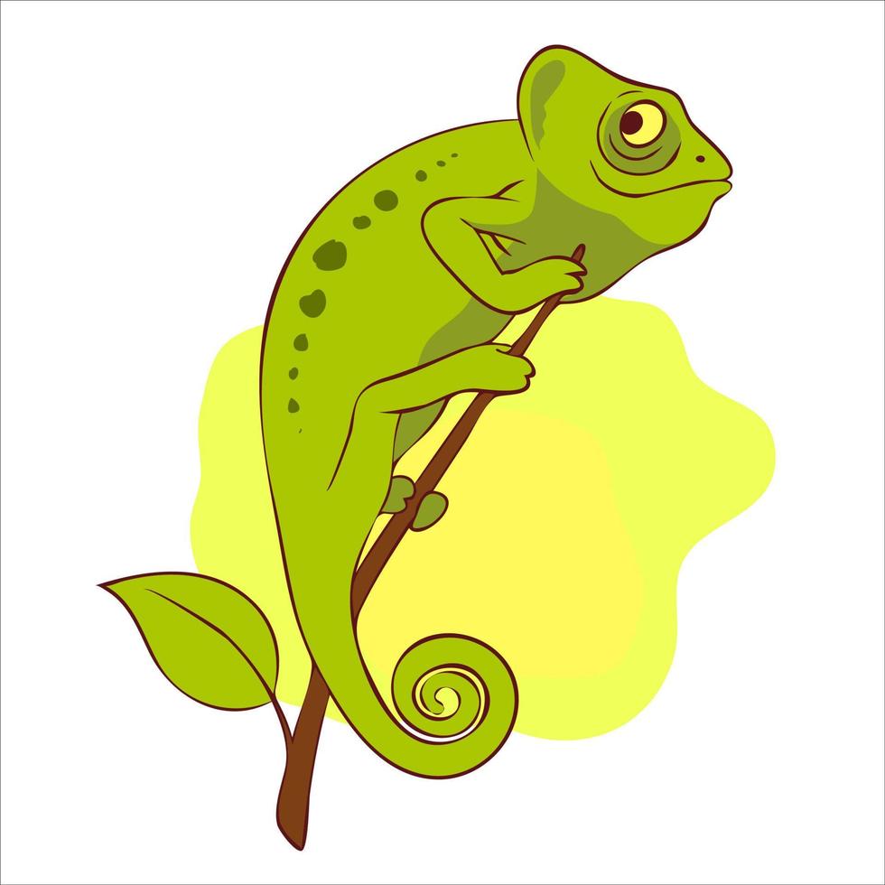 schattige kameleon op de tak vectorillustratie vector