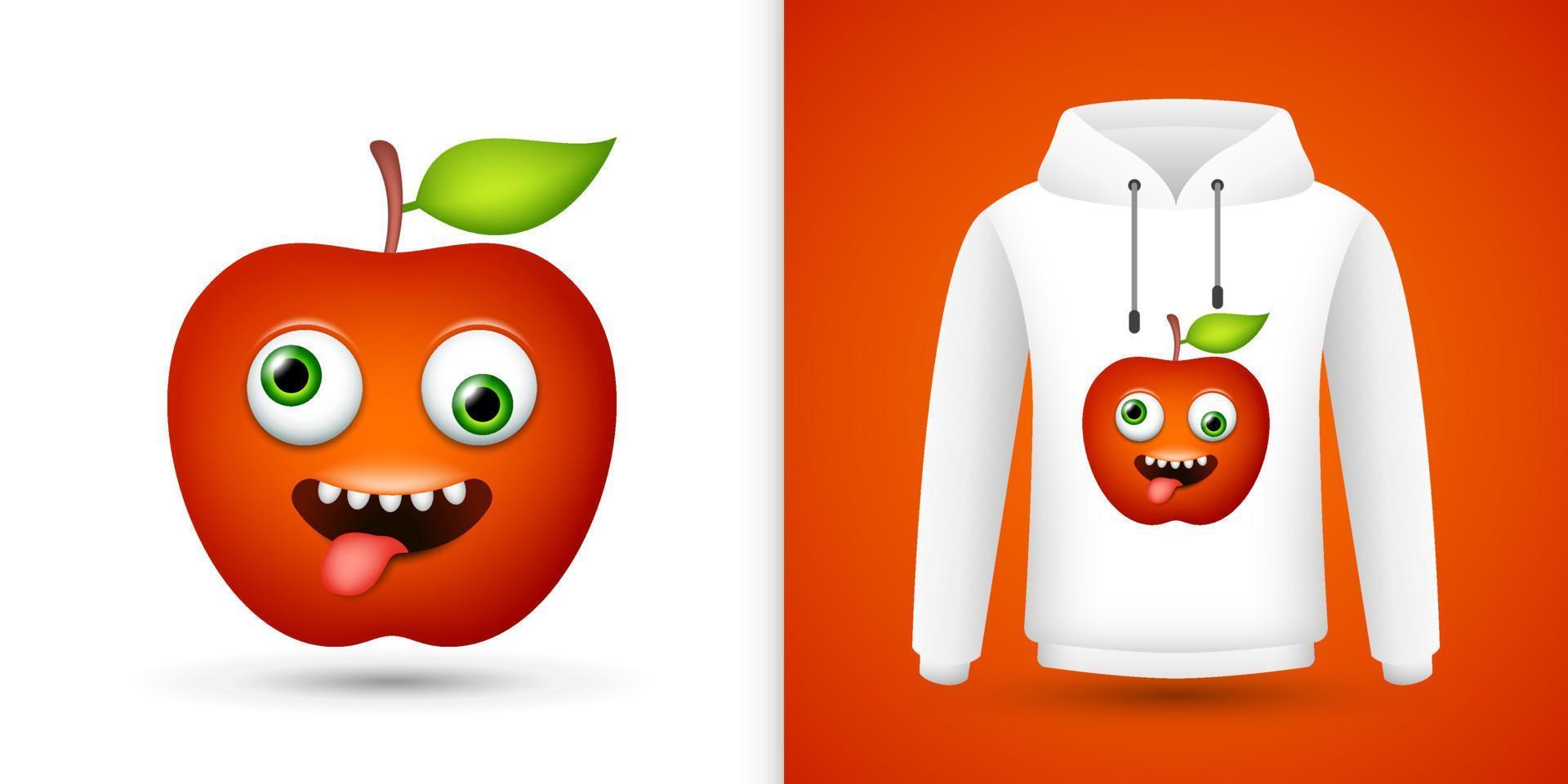 appel op witte sweatshirt hoodie. vector