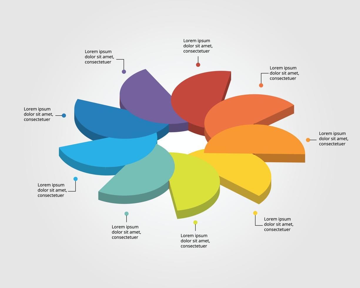 bloemstapsjabloon voor infographic voor presentatie voor 9 elementen vector