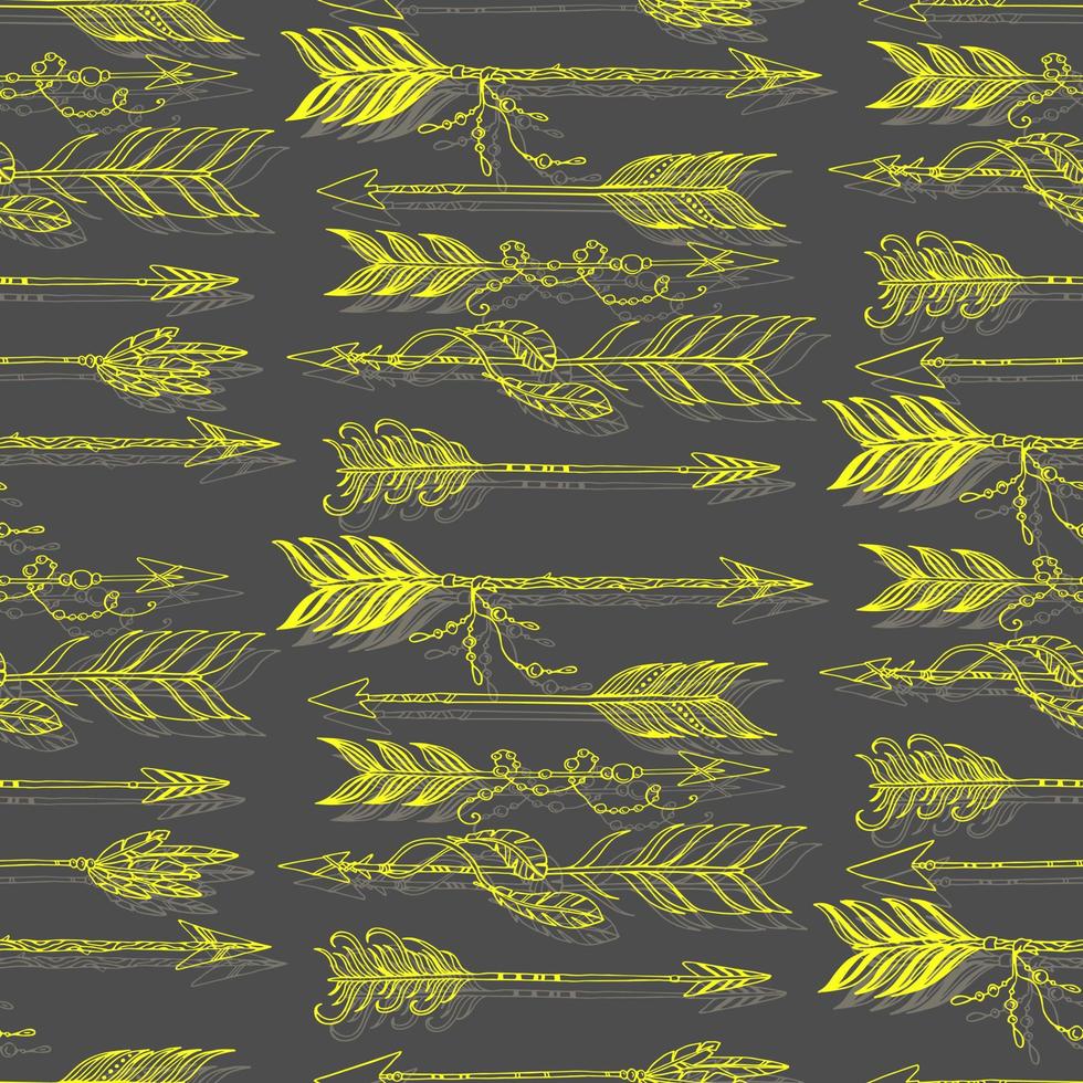 inheemse boho Azteekse etnische pijlen met kralen en veren vector naadloze patroon hand getekende illustratie