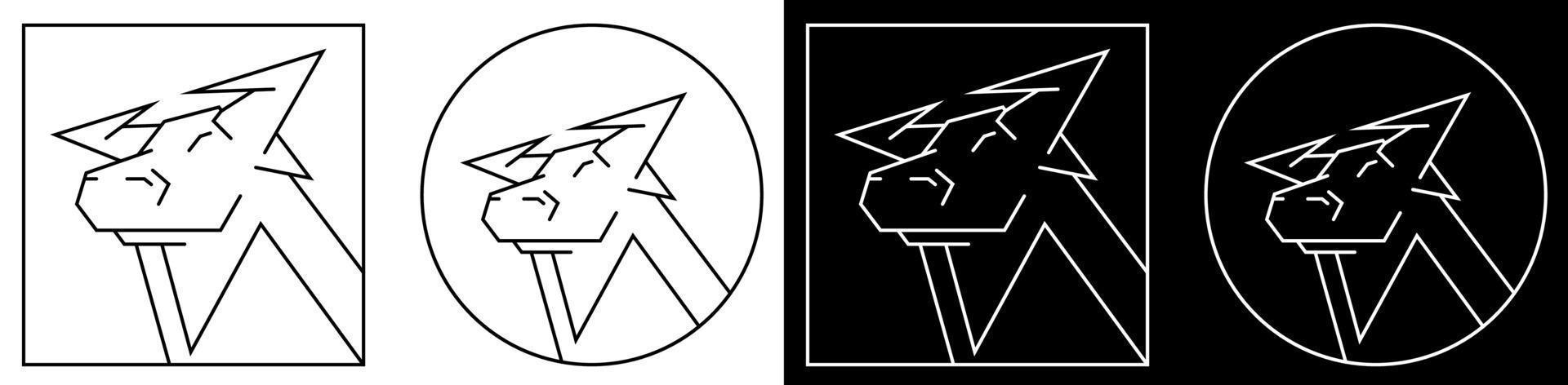2021 stier, os het symbool van het nieuwe jaar van de chinese kalender. gestileerde afbeelding in regelmatige geometrische lijnen. pictogram, logo in zwart-wit stijl vector
