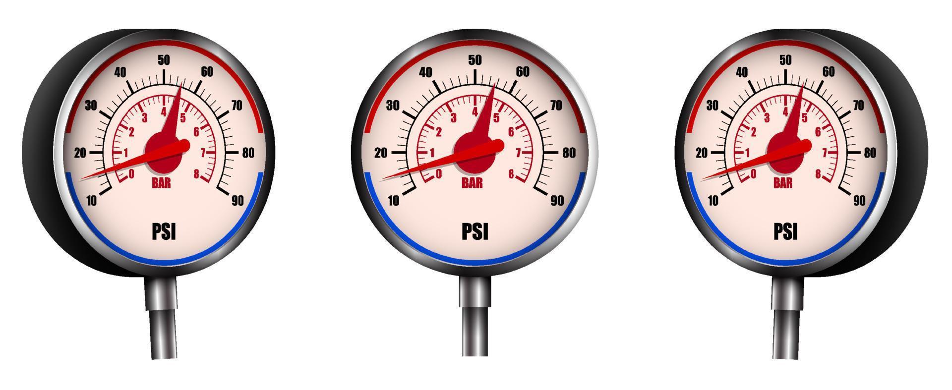 realistische autopompmanometer, compressor voor het oppompen van autobanden. transport reparatie, technische inspectie. vector