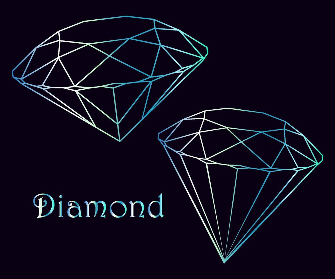vector luxe kristal diamantvorm. geometrische premium glitter icoon, veelhoek mozaïek vorm amethist edelsteen kwarts steen lijn kunststijl