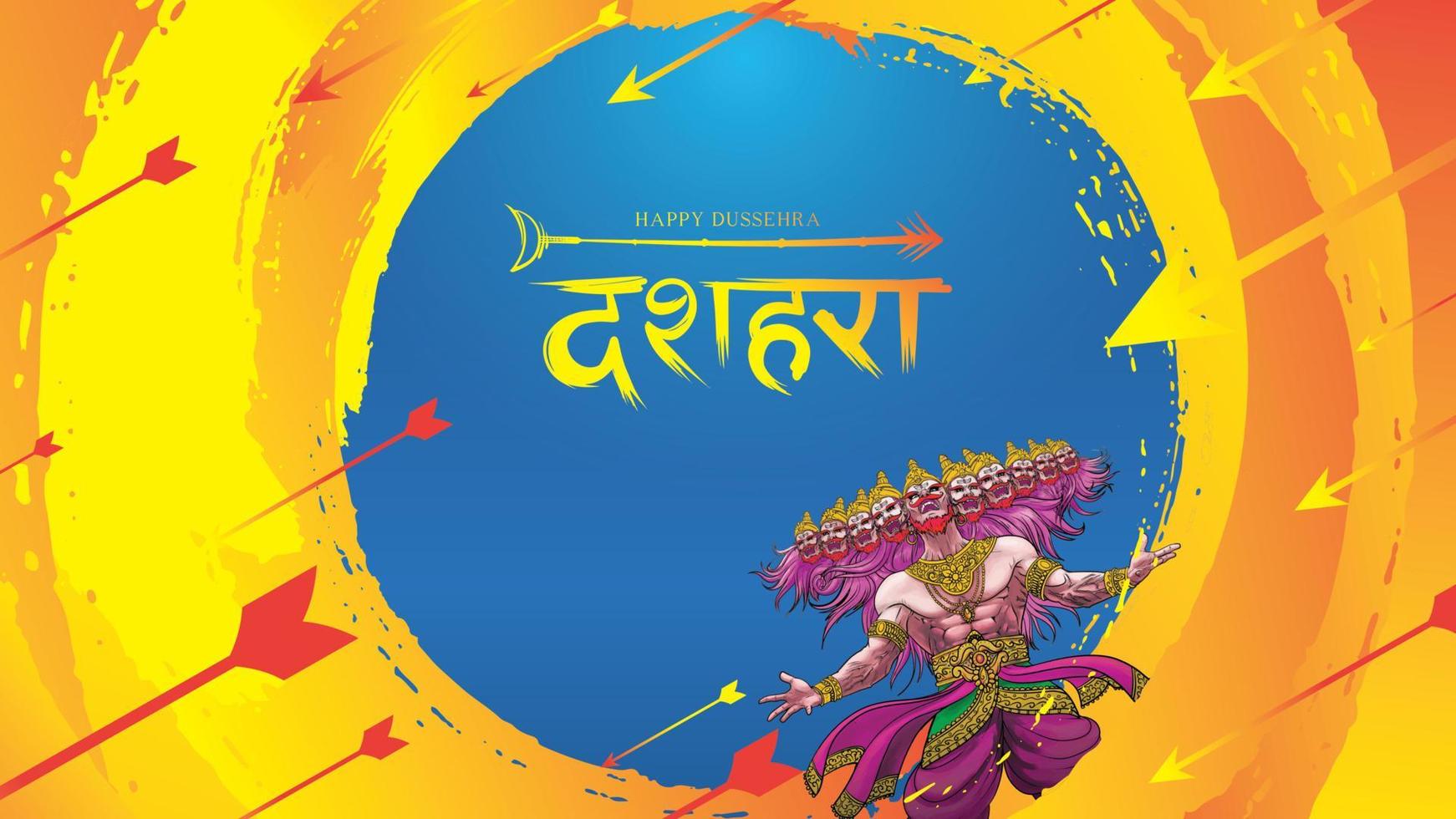 creatieve vectorillustratie van lord rama doden ravana in happy dussehra navratri poster festival van india. vertaling dussehra vector