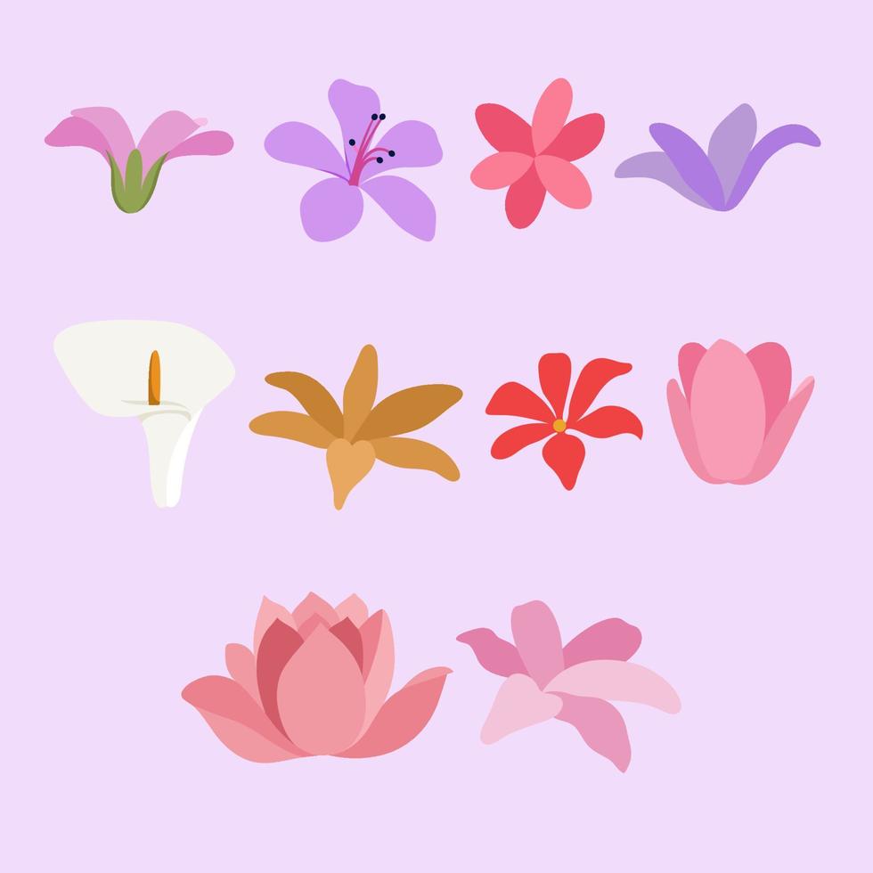 set van platte bloem vector