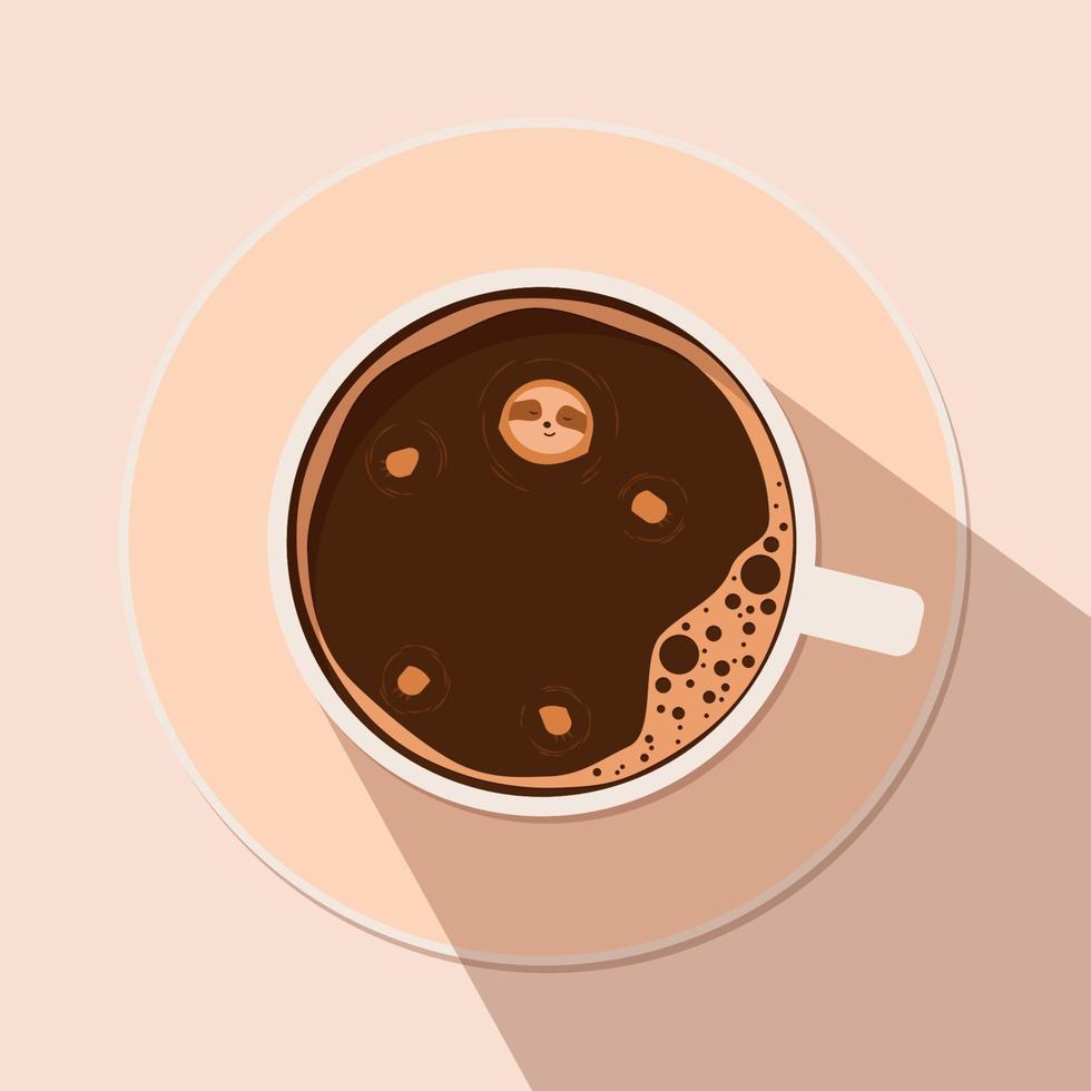 schattig vector lippenbeer dier baadt in een kopje koffie. kan worden gebruikt voor ansichtkaarten, flyers, posters, t-shirts. ochtendhumeur.