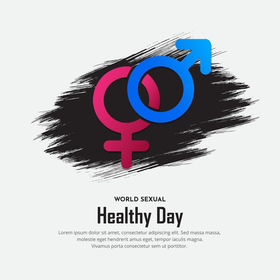 gelukkige wereld seksuele gezondheid dag ontwerp vector met geslacht pictogrammen en borstel grunge stijl.
