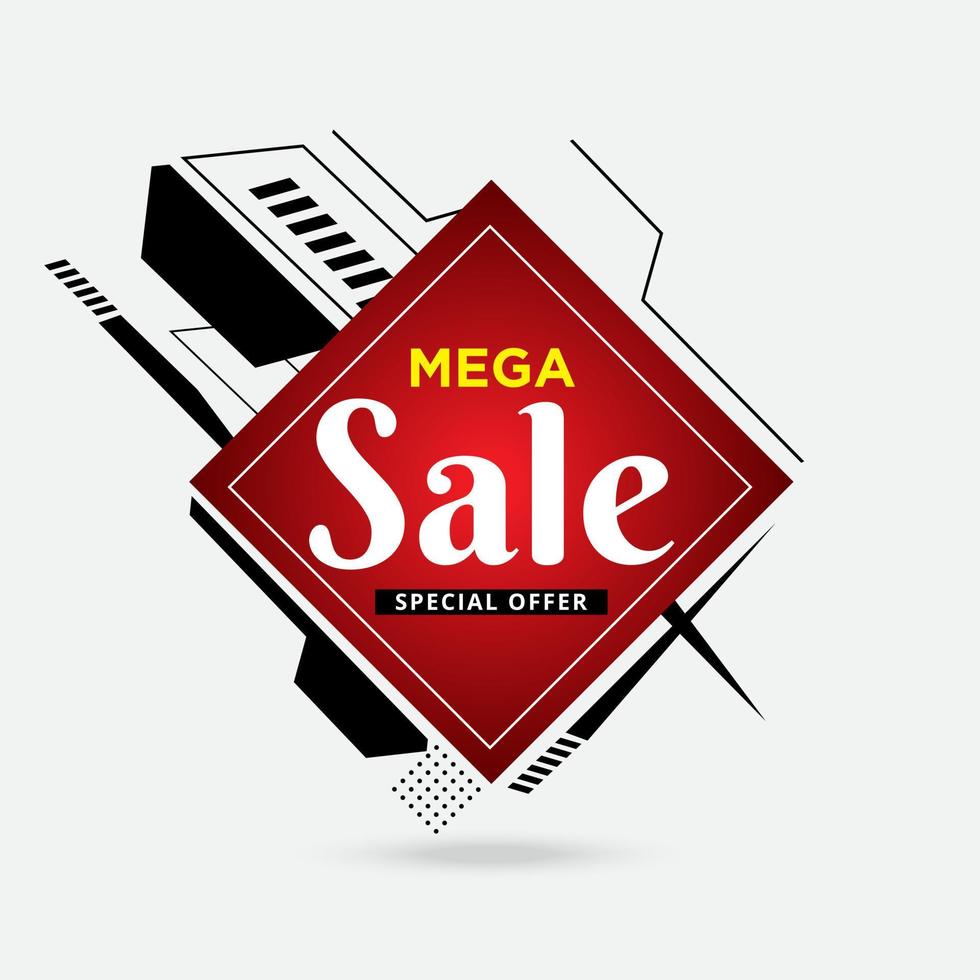 mega sale speciale aanbieding banner. mega verkoop voor online winkelen vectorillustratie. vector