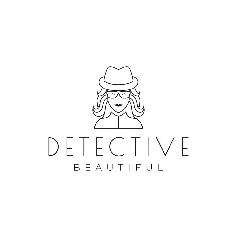 vrouwelijke vrouwen met hoed detective logo ontwerp vector grafisch symbool pictogram illustratie creatief idee