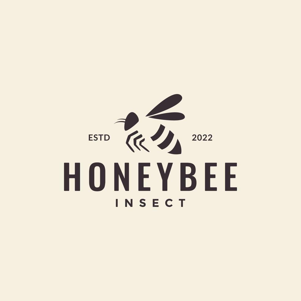 vliegende honingbij hipster logo ontwerp vector grafisch symbool pictogram illustratie creatief idee