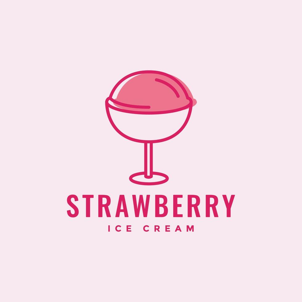 heerlijk roze ijs op glas logo ontwerp vector grafisch symbool pictogram illustratie creatief idee