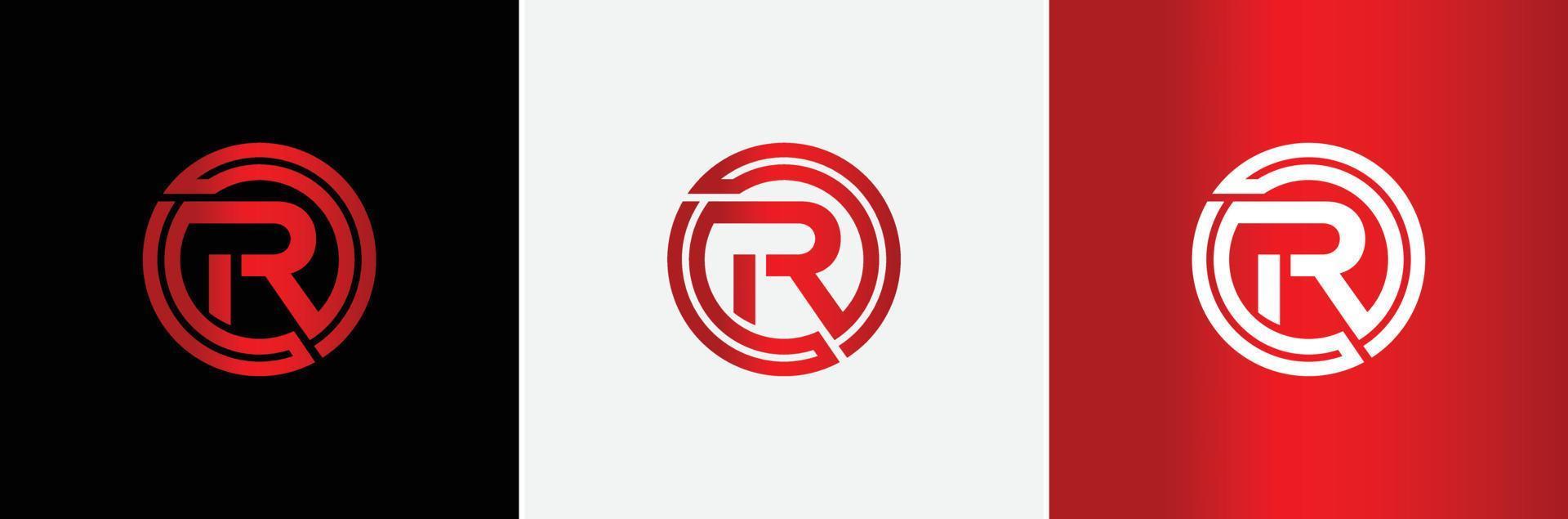 rode r cirkel logo creatief modern minimaal alfabet beginletter mark monogram bewerkbaar in vectorformaat vector